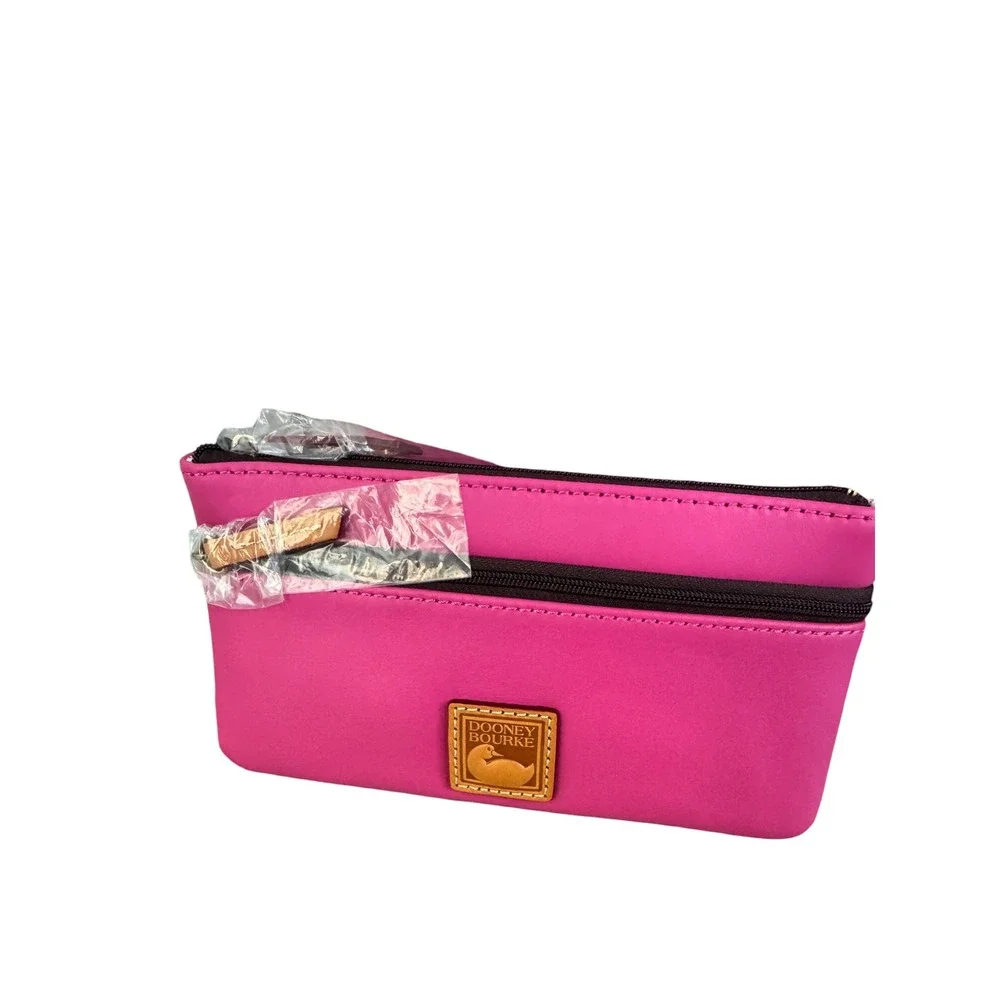 Dooney & Bourke Pink Leather Hobo Bag with Pouch and Keychain Set NEW